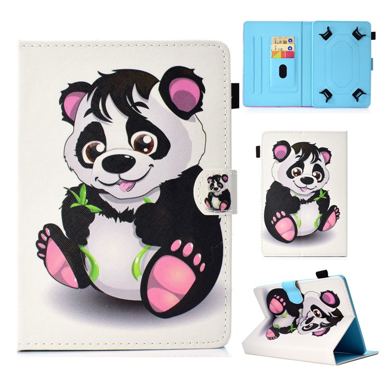 Patterned Universal 8-inch Tablet PU Leather Magnetic Wallet Case for Lenovo Tab 4 8, etc - Panda-1