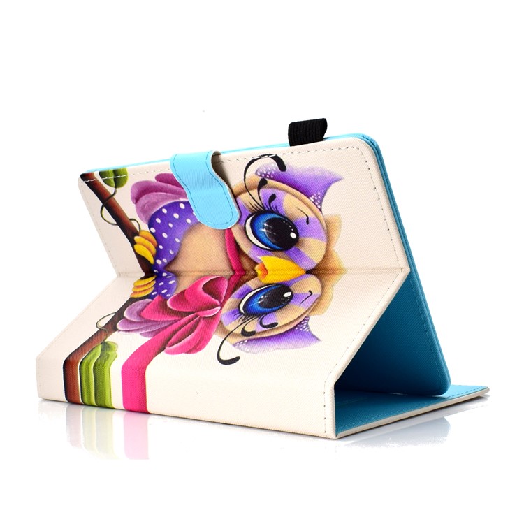 Pattern Printing Universal PU Leather Stand Case with Card Slots for 7-inch Tablet PC - Owl with Bowknot-4