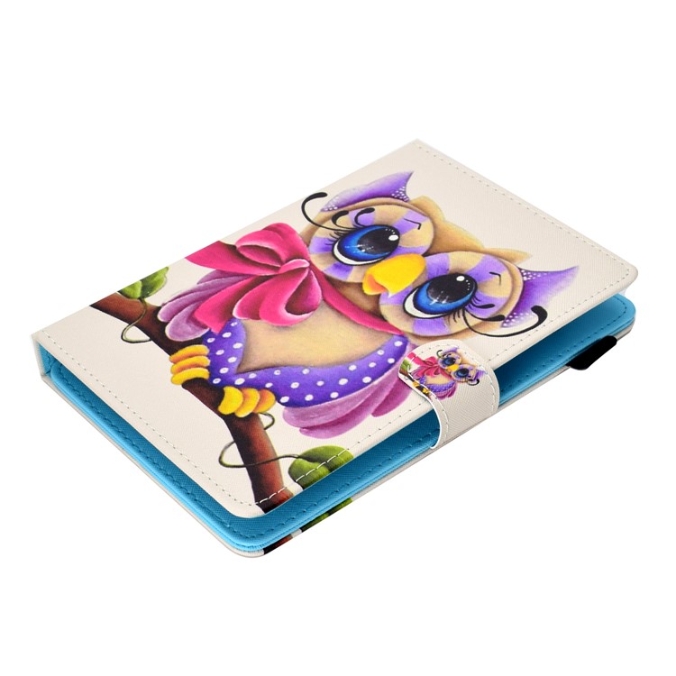 Pattern Printing Universal PU Leather Stand Case with Card Slots for 7-inch Tablet PC - Owl with Bowknot-5
