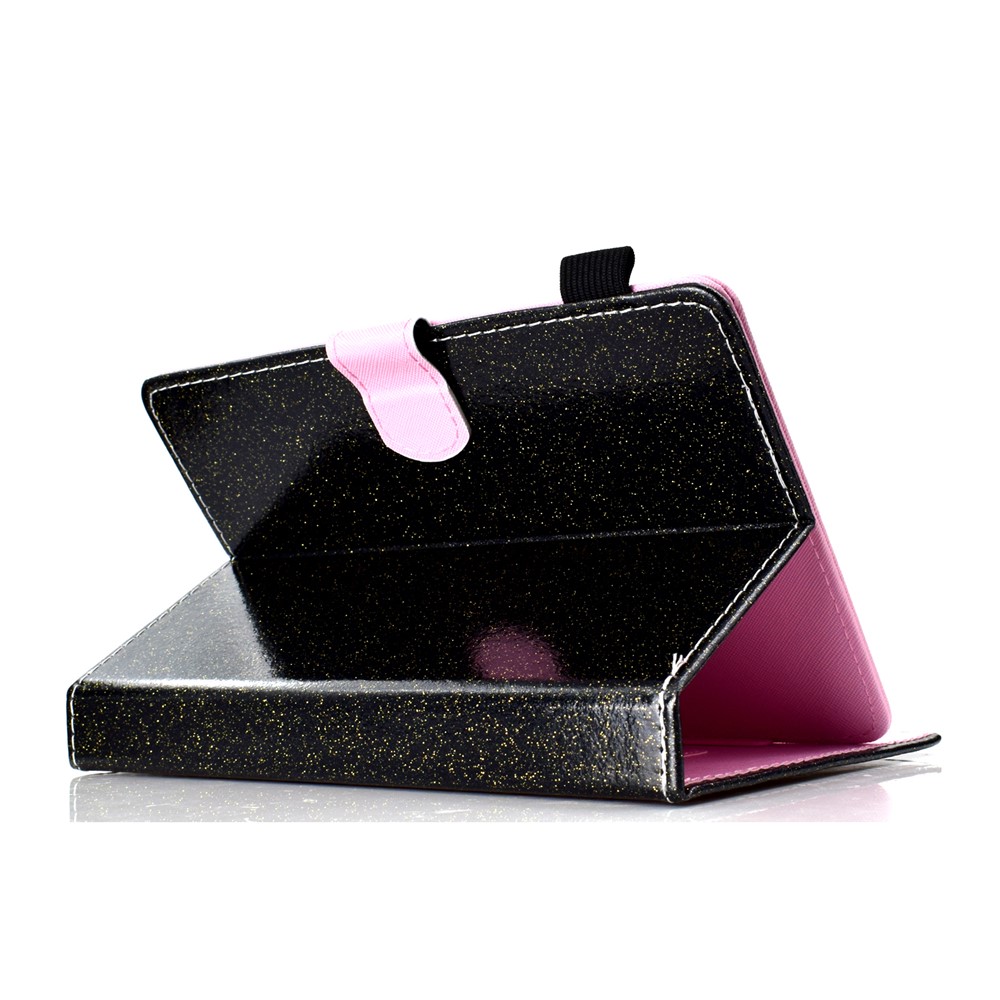 Flash-Puder-dekoriertes Universal-Leder-Standgehäuse Mit Kartensteckplätzen Für 10-Zoll-Tablet-PC - Schwarz-6