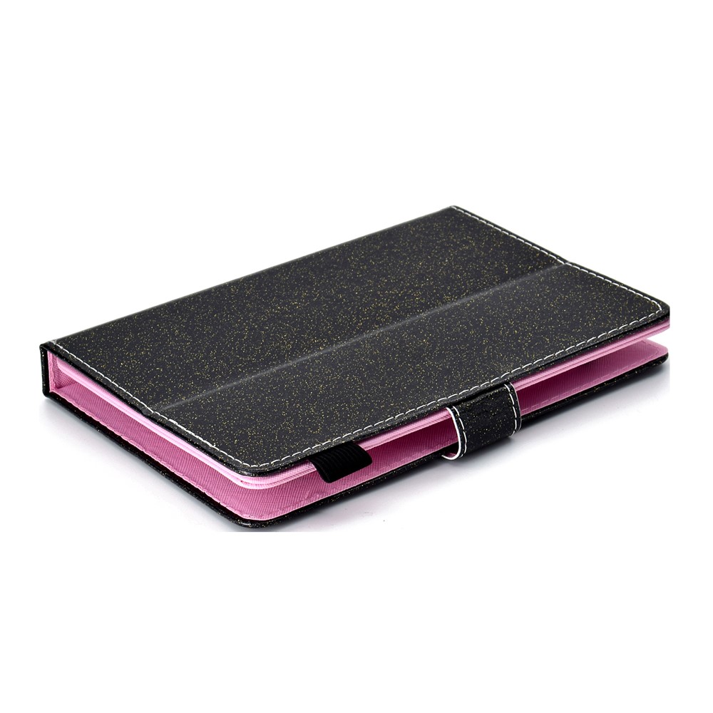 Flash-Puder-dekoriertes Universal-Leder-Standgehäuse Mit Kartensteckplätzen Für 10-Zoll-Tablet-PC - Schwarz-7