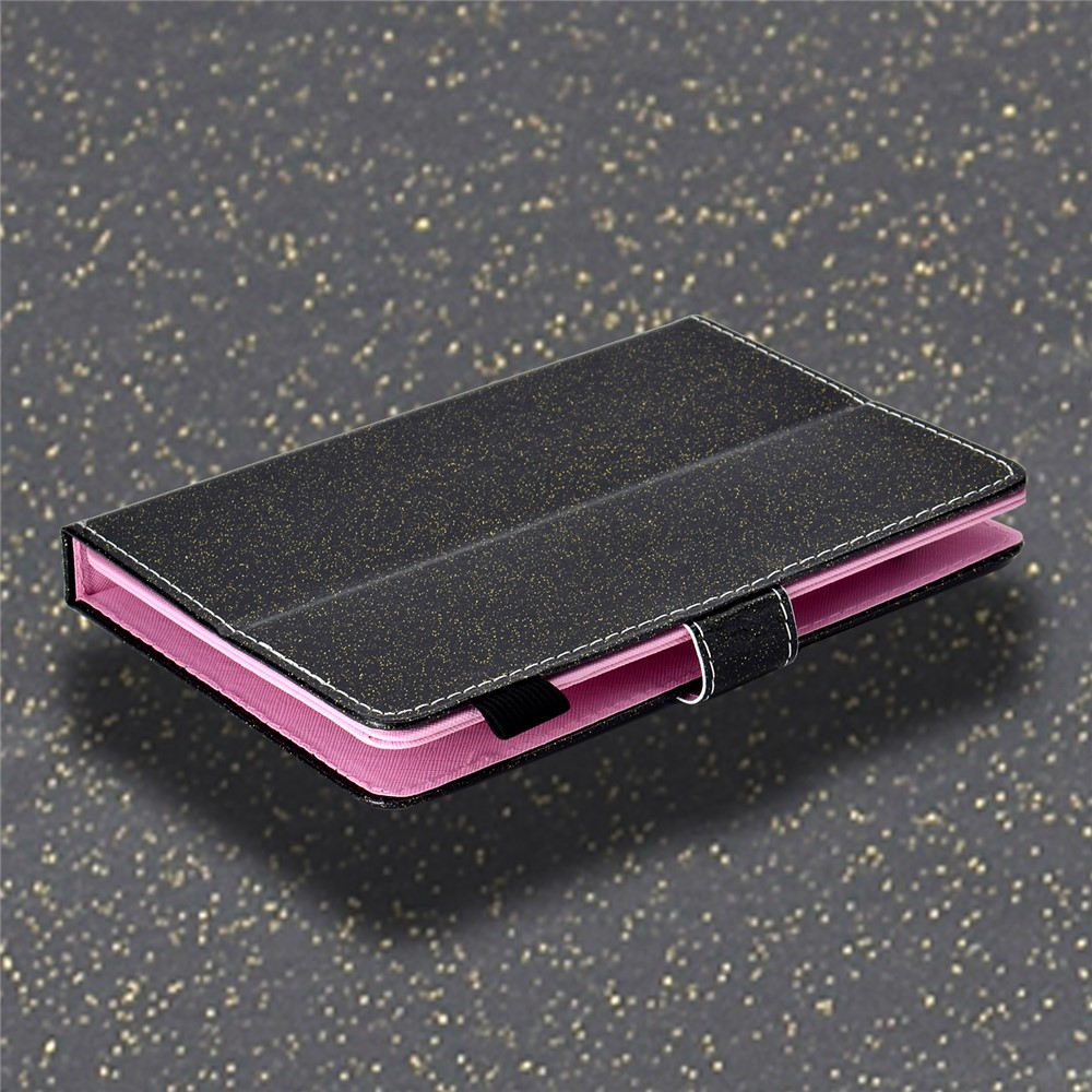 Flash-Puder-dekoriertes Universal-Leder-Standgehäuse Mit Kartensteckplätzen Für 10-Zoll-Tablet-PC - Schwarz-8