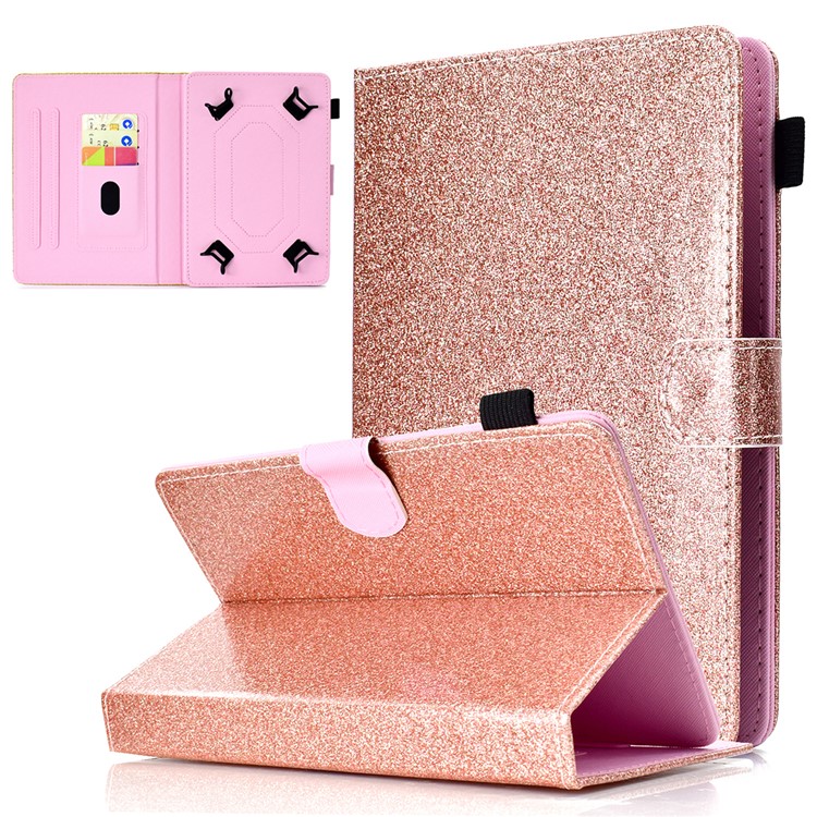 8-inch Flash Powder Universal PU Leather Card Slots Shell for Huawei MediaPad T3 8.0 etc - Rose Gold-1