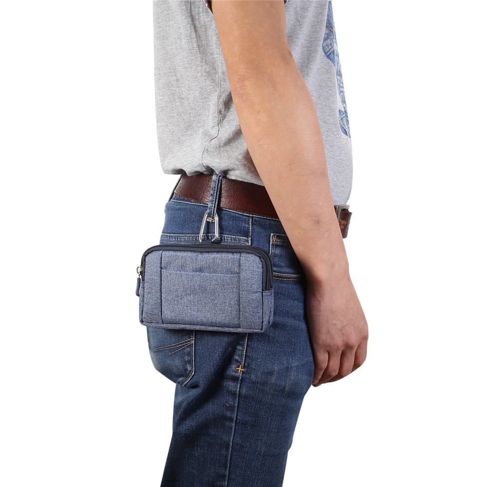 5,5-6,3 Pouces Extérieure Tactique Molle Jeans Pochette En Tissu Taille Pack Sport Utilitaire Gadget Téléphone Sac - Bleu-9