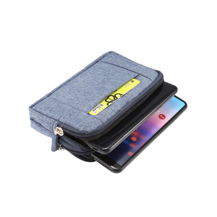 5.2 Inch Outdoor Tactical Molle Jeans Cloth Pouch Waist Pack Utility Gadget Phone Bag - Blue-4