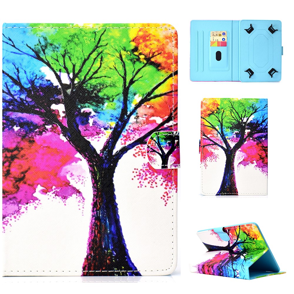 Case de Support Universal de 10 Pouces à Motifs de Tablette PU Pour Ipad 9.7 (2018) / LG G Pad III Etc - Peinture de Couleur Arbre