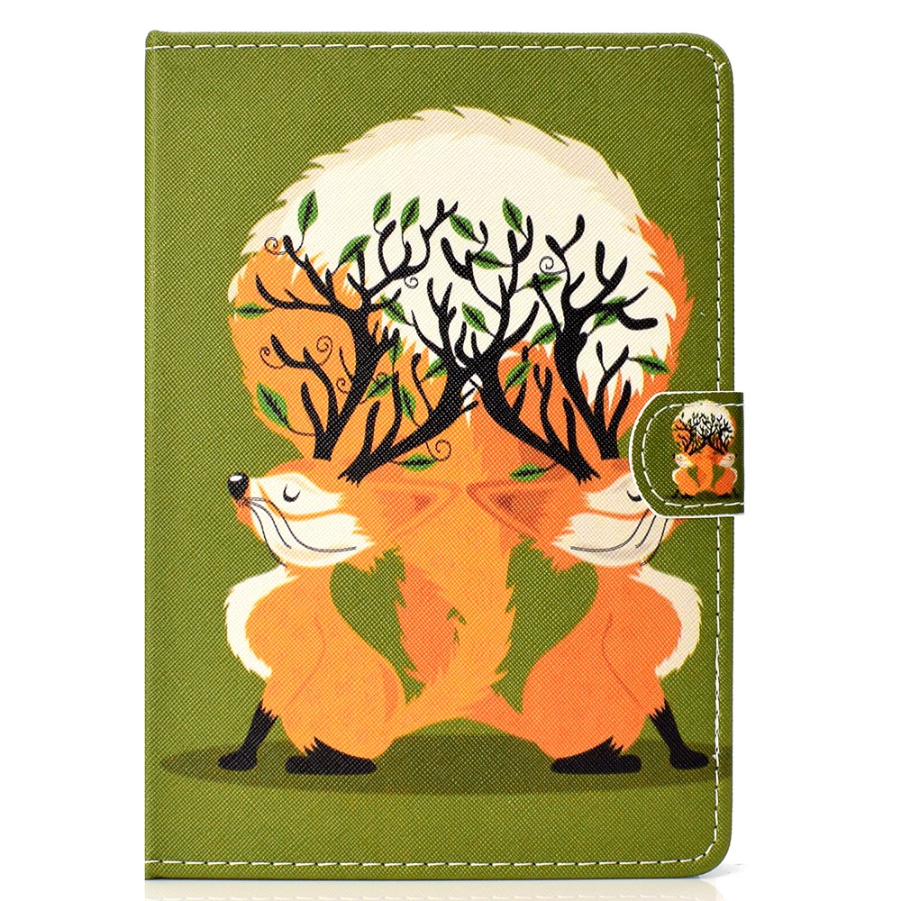 Universal 10-inch Tablet Patterned PU Leather Card Holder Case for iPad 9.7 (2018) / LG G Pad III etc - Two Lovely Fox-2