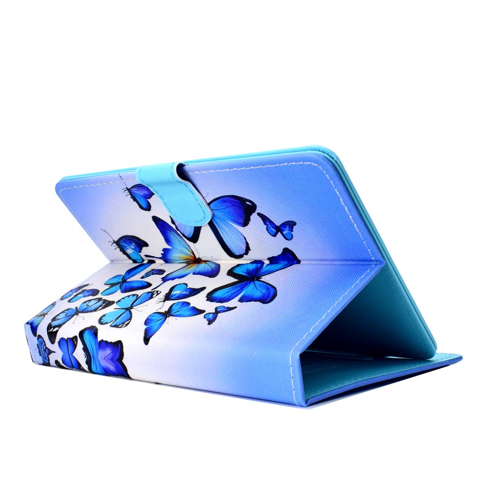 Universal 10-inch Tablet Patterned PU Leather Stand Case for iPad 9.7 (2018) / LG G Pad III etc - Blue Butterflies-4