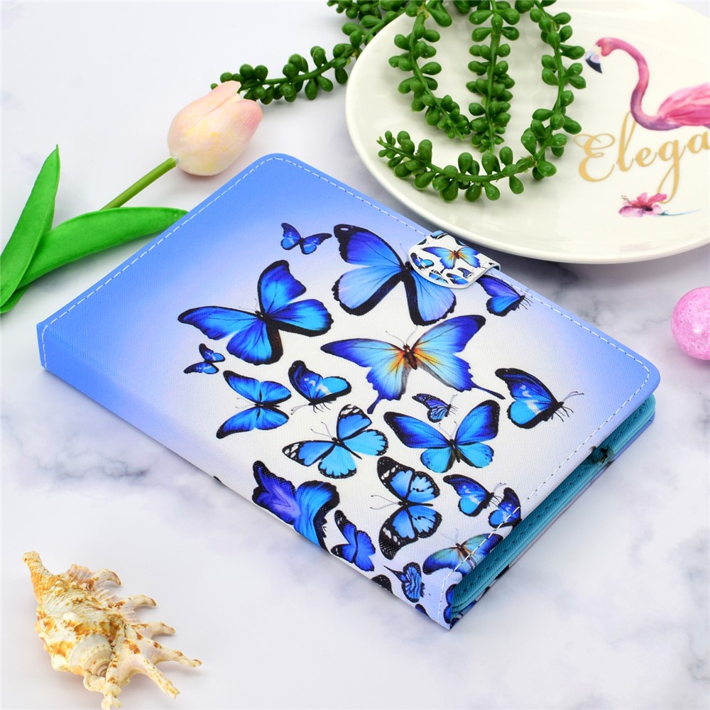 Universal 10-inch Tablet Patterned PU Leather Stand Case for iPad 9.7 (2018) / LG G Pad III etc - Blue Butterflies-6