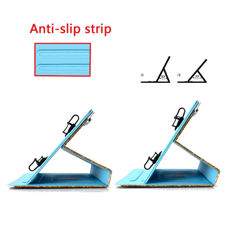 Pattern Printing Universal Leather Stand Case with Card Slots for 7-inch Tablet PC - Blue Butterfly-11