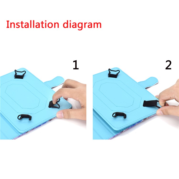 Pattern Printing Universal Leather Stand Case with Card Slots for 7-inch Tablet PC - Blue Butterfly-12