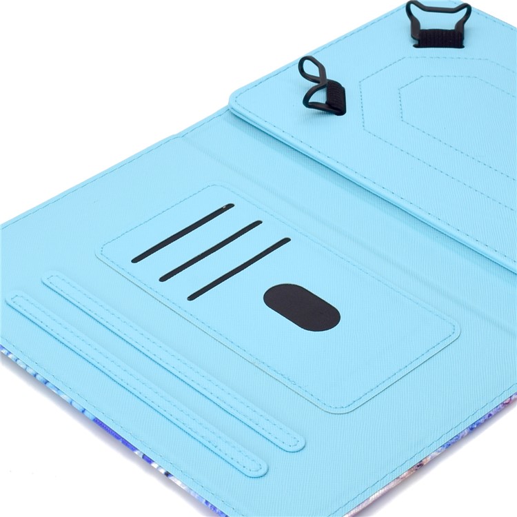 Pattern Printing Universal Leather Stand Case with Card Slots for 7-inch Tablet PC - Blue Butterfly-14