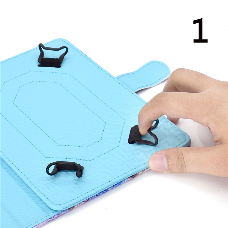 Pattern Printing Universal Leather Stand Case with Card Slots for 7-inch Tablet PC - Blue Butterfly-15