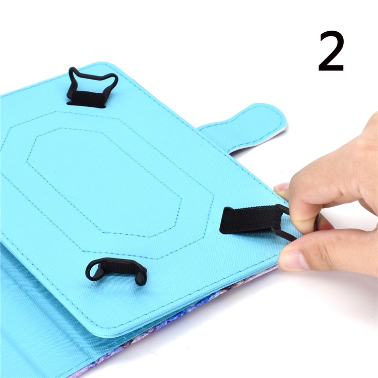 Pattern Printing Universal Leather Stand Case with Card Slots for 7-inch Tablet PC - Blue Butterfly-16