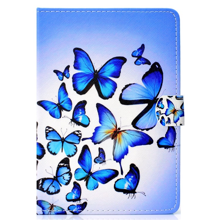 Pattern Printing Universal Leather Stand Case with Card Slots for 7-inch Tablet PC - Blue Butterfly-2