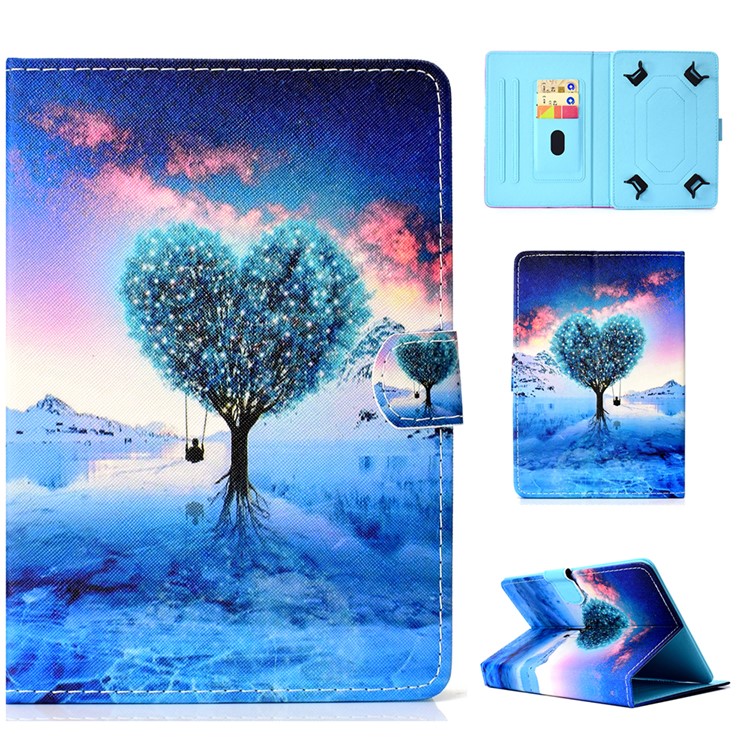 

Pattern Printing Universal Leather Card Holder Cover for 7-inch Tablet PC - Heart Shape Tree, Galaxy Tab J