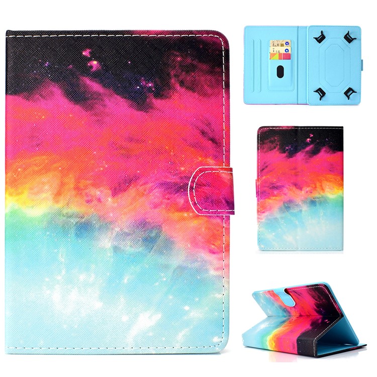 

Pattern Printing Universal Stand Leather Card Holder Case for 7-inch Tablet PC - Colorful Cloud, Galaxy Tab J