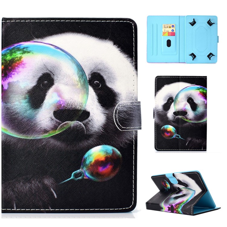 

Pattern Printing Universal Leather Stand Cover Case with Card Slots for 7-inch Tablet PC - Panda Playing Bubble, Galaxy Tab J