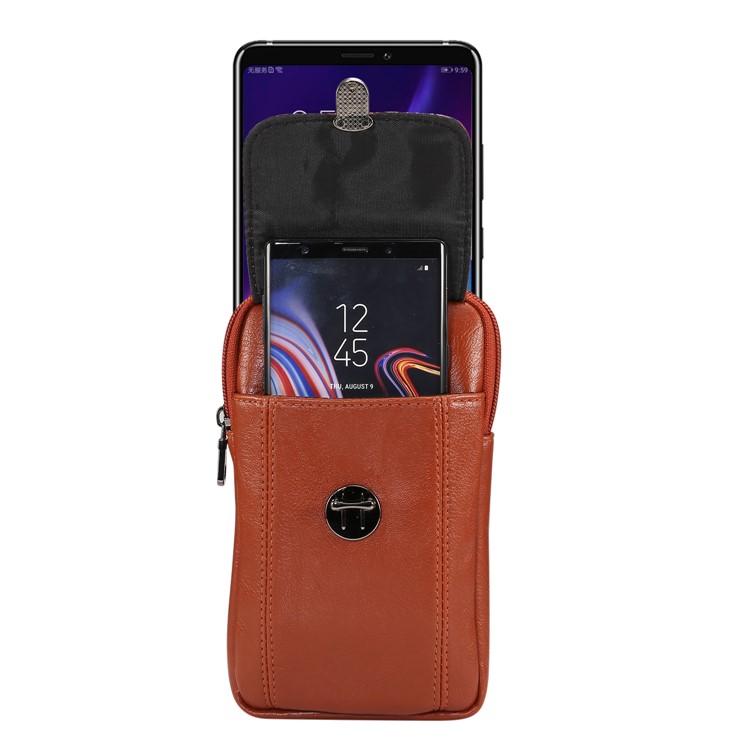Litchi Skin PU Leather Vertical Holster Pouch Case Cover for iPhone XS Max 6.5 inch / Samsung Galaxy Note 8 6.3 inch, Size: 180 x 100 x 20mm - Brown-3