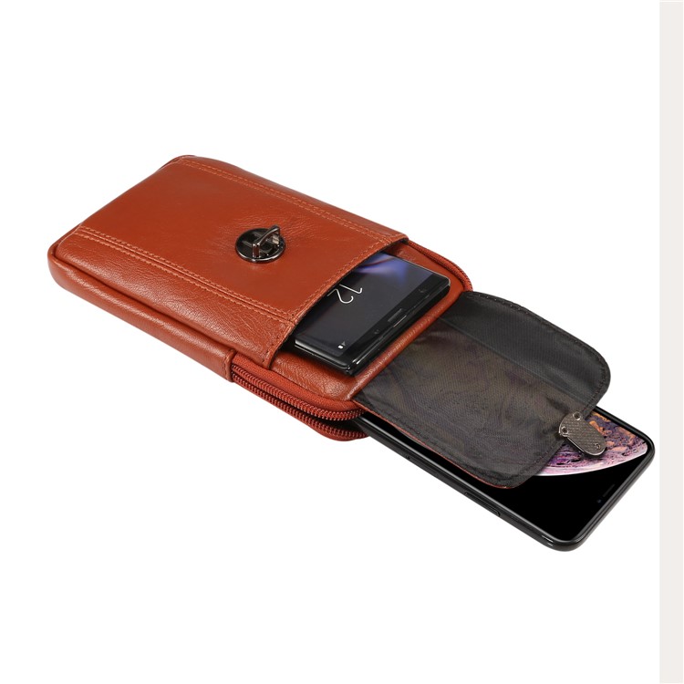 Litchi Skin PU Leather Vertical Holster Pouch Case Cover for iPhone XS Max 6.5 inch / Samsung Galaxy Note 8 6.3 inch, Size: 180 x 100 x 20mm - Brown-4