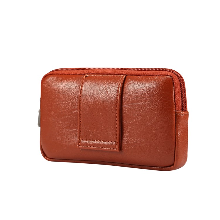 Litchi Textura Universal PU Couro Horizontal Com Zíper Tampa Bolsa Holster Com Furo Da Correia Para O Iphone XS / Samsung Note9, Tamanho: 17 X 9,7cm - Tamanho: L / Castanho-2