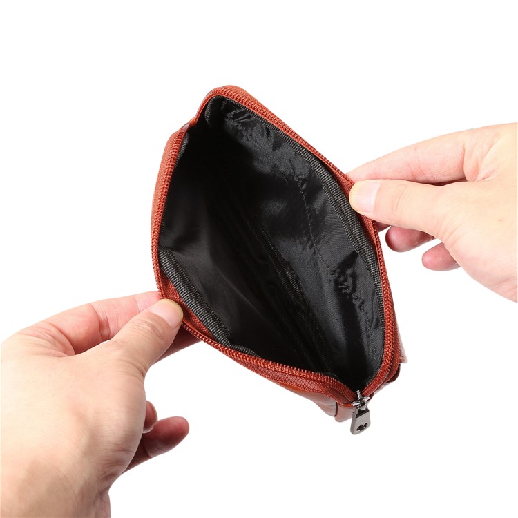 Litchi Textura Universal PU Couro Horizontal Com Zíper Tampa Bolsa Holster Com Furo Da Correia Para O Iphone XS / Samsung Note9, Tamanho: 17 X 9,7cm - Tamanho: L / Castanho-7