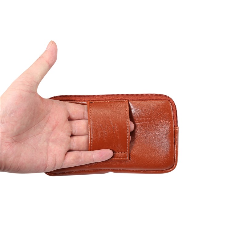 Litchi Textura Universal PU Couro Horizontal Com Zíper Tampa Bolsa Holster Com Furo Da Correia Para O Iphone XS / Samsung Note9, Tamanho: 17 X 9,7cm - Tamanho: L / Castanho-8