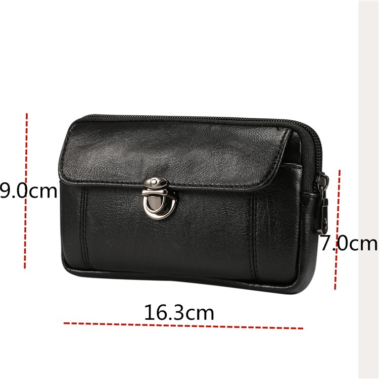 Cáscara De La Funda De La Bolsa De La Pistolera De La Piel De La PU Del Lichí Para El Iphone XS 5.8 Pulgadas / Huawei Mate 10 Pro / Mate 10, Tamaño: 163 X 90 X 25 Mm - Negro-10