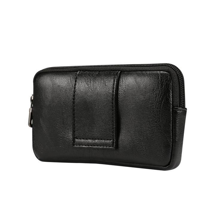 Cáscara De La Funda De La Bolsa De La Pistolera De La Piel De La PU Del Lichí Para El Iphone XS 5.8 Pulgadas / Huawei Mate 10 Pro / Mate 10, Tamaño: 163 X 90 X 25 Mm - Negro-2