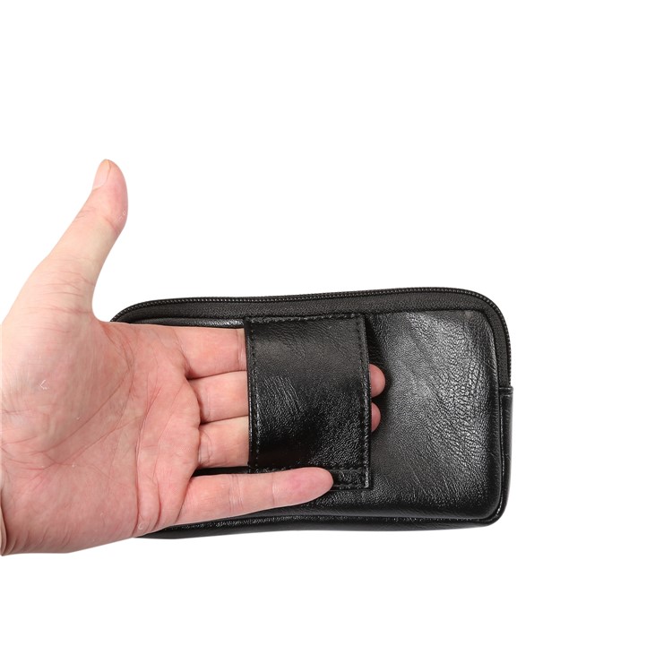 Cáscara De La Funda De La Bolsa De La Pistolera De La Piel De La PU Del Lichí Para El Iphone XS 5.8 Pulgadas / Huawei Mate 10 Pro / Mate 10, Tamaño: 163 X 90 X 25 Mm - Negro-9