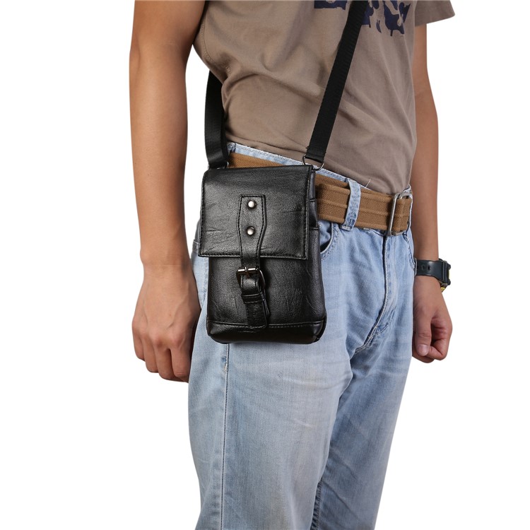 Litchi Textur PU-Leder Vertikale Holster Einzigen Schultertasche Tasche Mit Gürtelschlaufe Für IPhone XS Max / XS / Samsung Galaxy S9 / S8, Größe: 18 X 12,5 Cm - Schwarz-13