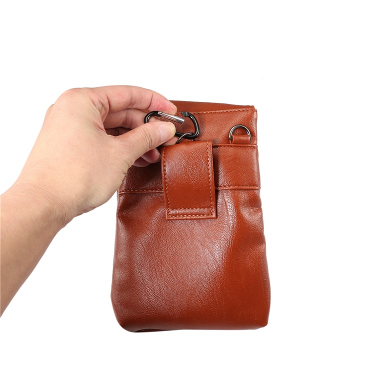 Étui De Sac À Bandoulière Holster Vertical En Cuir PU Texture Universelle Avec Boucle De Ceinture Pour Iphone XS Max / XS / Samsung Galaxy S9 / S8, Taille: 18 X 12.5cm - Marron-14