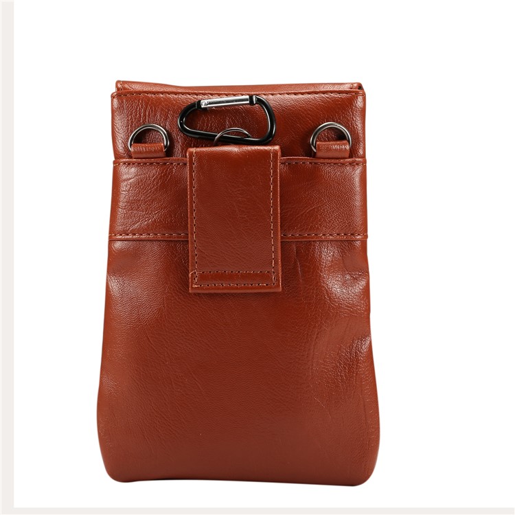 Étui De Sac À Bandoulière Holster Vertical En Cuir PU Texture Universelle Avec Boucle De Ceinture Pour Iphone XS Max / XS / Samsung Galaxy S9 / S8, Taille: 18 X 12.5cm - Marron-5