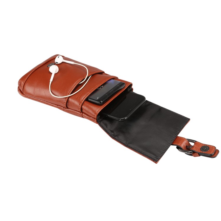 Étui De Sac À Bandoulière Holster Vertical En Cuir PU Texture Universelle Avec Boucle De Ceinture Pour Iphone XS Max / XS / Samsung Galaxy S9 / S8, Taille: 18 X 12.5cm - Marron-7