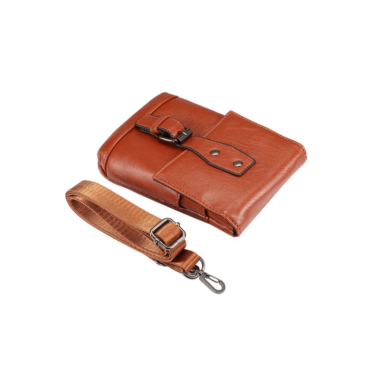 Étui De Sac À Bandoulière Holster Vertical En Cuir PU Texture Universelle Avec Boucle De Ceinture Pour Iphone XS Max / XS / Samsung Galaxy S9 / S8, Taille: 18 X 12.5cm - Marron-8