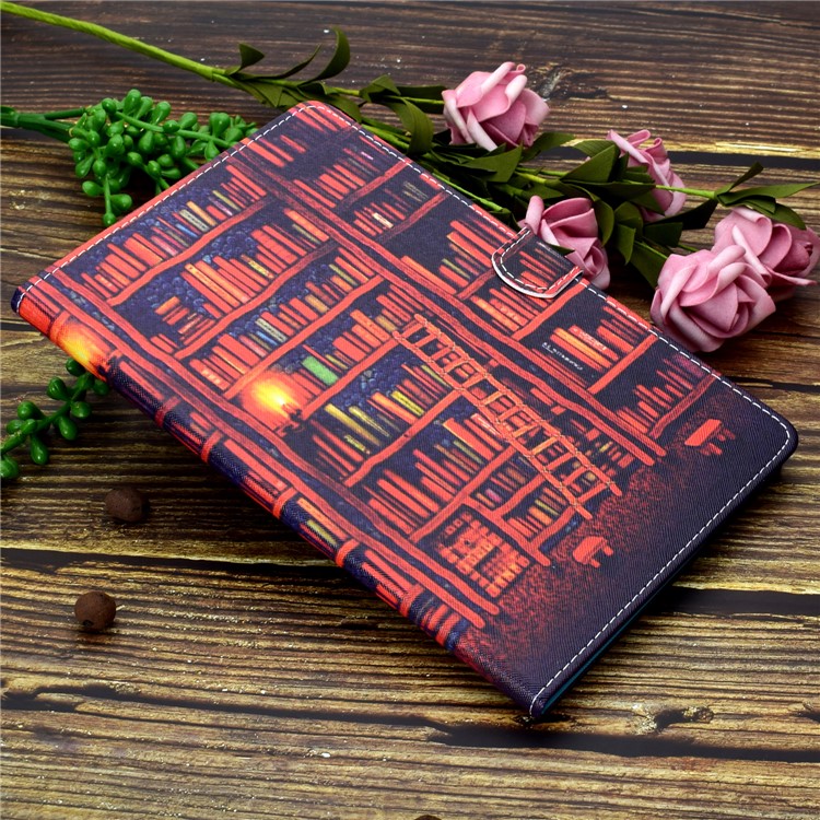 Pattern Printing Universal Magnetic Leather Stand Cover for 10-inch Tablet PC - Books-7