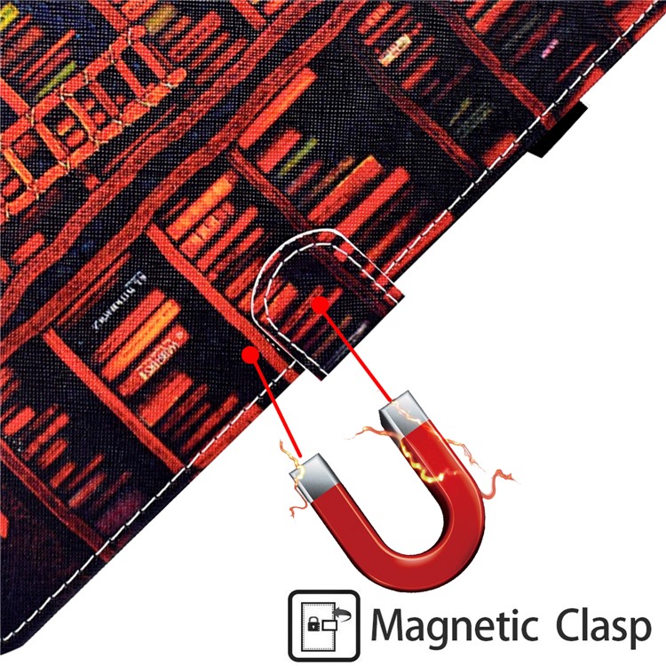 Pattern Printing Universal Magnetic Leather Stand Cover for 10-inch Tablet PC - Books-8