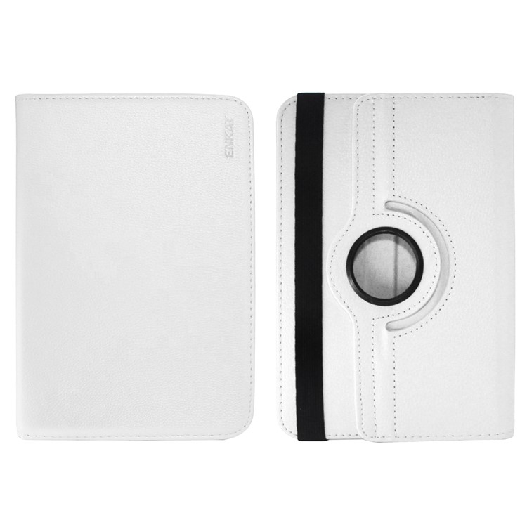 ENKAY Litchi Skin 360 Degree Rotary PU Leather Protection Cover for 8 inch Tablet - White-1