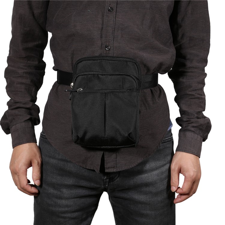 3 Reißverschlusstaschen Männer Taille Tasche Schulter Umhängetasche, Max Größe: 14x19x3.5cm - Schwarz-10