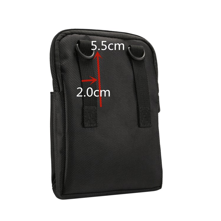 3 Bolsillos Con Cremallera Bolsa De Cintura Para Hombres Bolsa De Mensajero De Hombro, Tamaño Máximo: 14x19x3.5cm - Negro