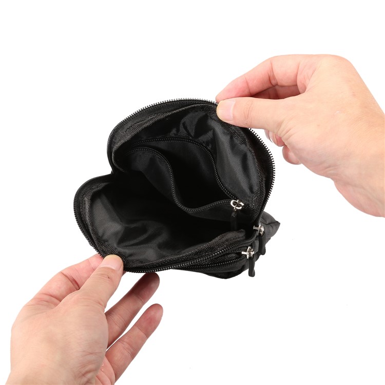 3 Reißverschlusstaschen Männer Taille Tasche Schulter Umhängetasche, Max Größe: 14x19x3.5cm - Schwarz-7
