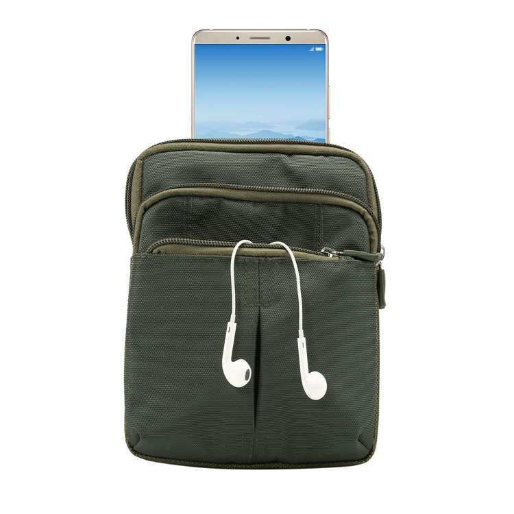 3 Zipper Pockets Men Waist Pouch Shoulder Messenger Bag, Max Size: 14x19x3.5cm - Army Green-1
