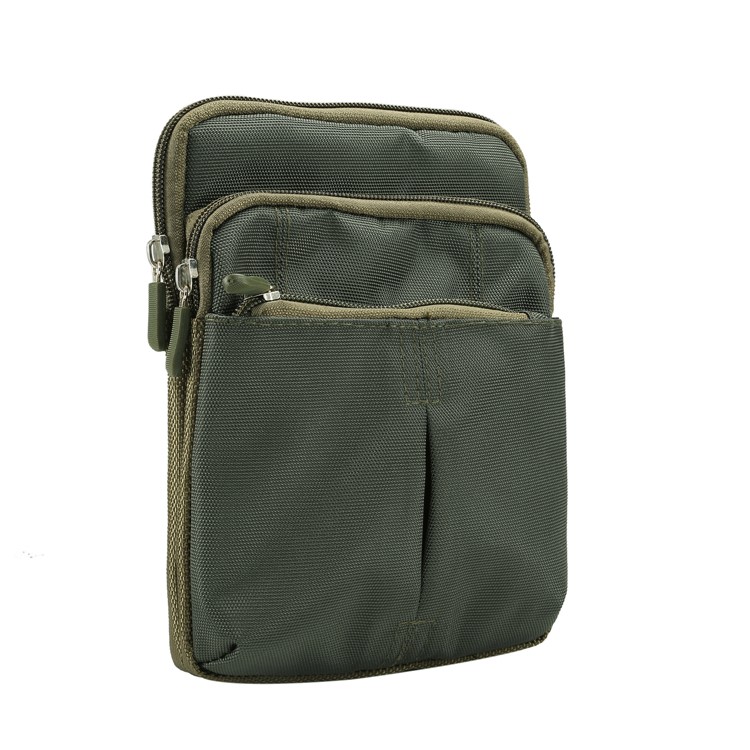3 Zipper Pockets Men Waist Pouch Shoulder Messenger Bag, Max Size: 14x19x3.5cm - Army Green-12