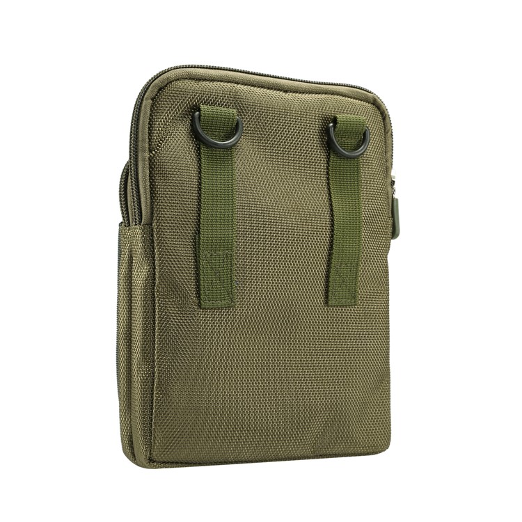 3 Zipper Pockets Men Waist Pouch Shoulder Messenger Bag, Max Size: 14x19x3.5cm - Army Green-13