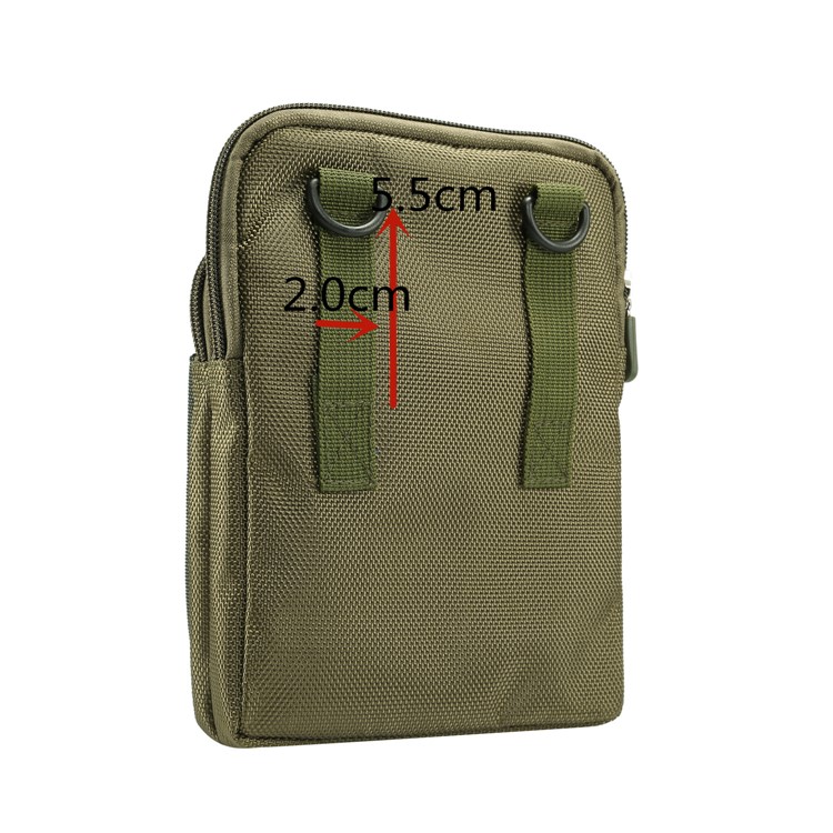 3 Zipper Pockets Men Waist Pouch Shoulder Messenger Bag, Max Size: 14x19x3.5cm - Army Green-14