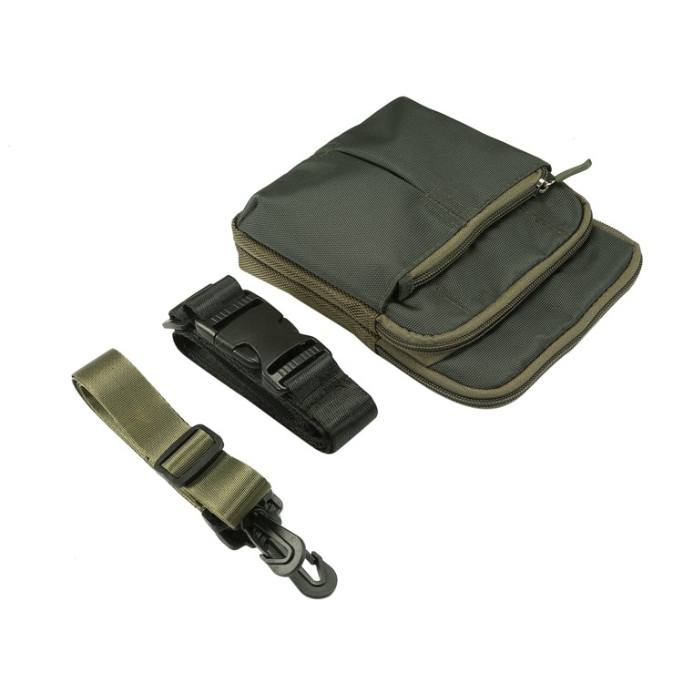 3 Zipper Pockets Men Waist Pouch Shoulder Messenger Bag, Max Size: 14x19x3.5cm - Army Green-2