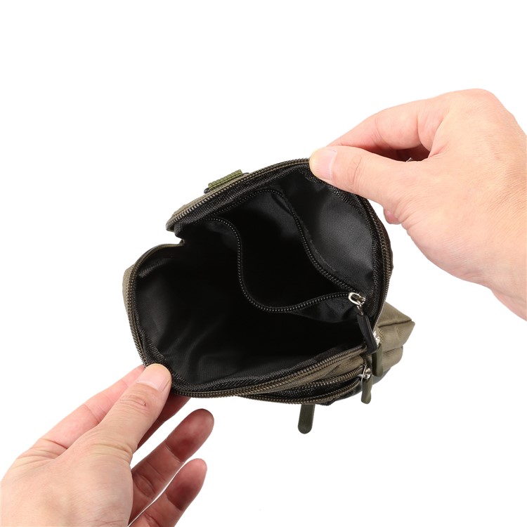 3 Zipper Pockets Men Waist Pouch Shoulder Messenger Bag, Max Size: 14x19x3.5cm - Army Green-6