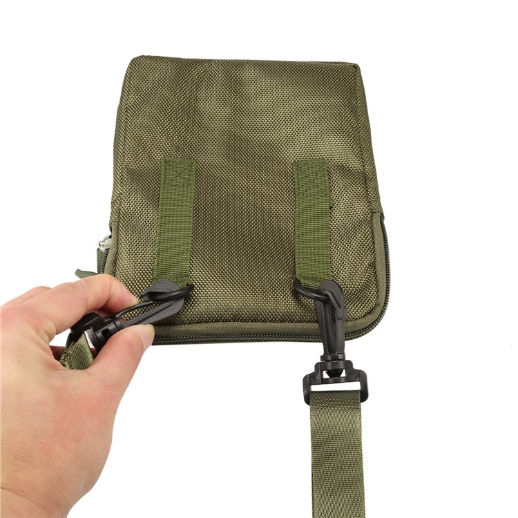 3 Zipper Pockets Men Waist Pouch Shoulder Messenger Bag, Max Size: 14x19x3.5cm - Army Green-7