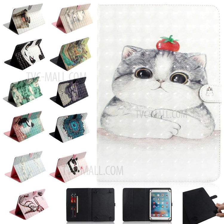 Custodia Per Portafoglio In Pelle Universale Con Stampa A Motivo Per Tablet PC Da 10 Pollici - Gatto Bianco-15