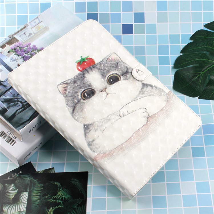Custodia Per Portafoglio In Pelle Universale Con Stampa A Motivo Per Tablet PC Da 10 Pollici - Gatto Bianco-2